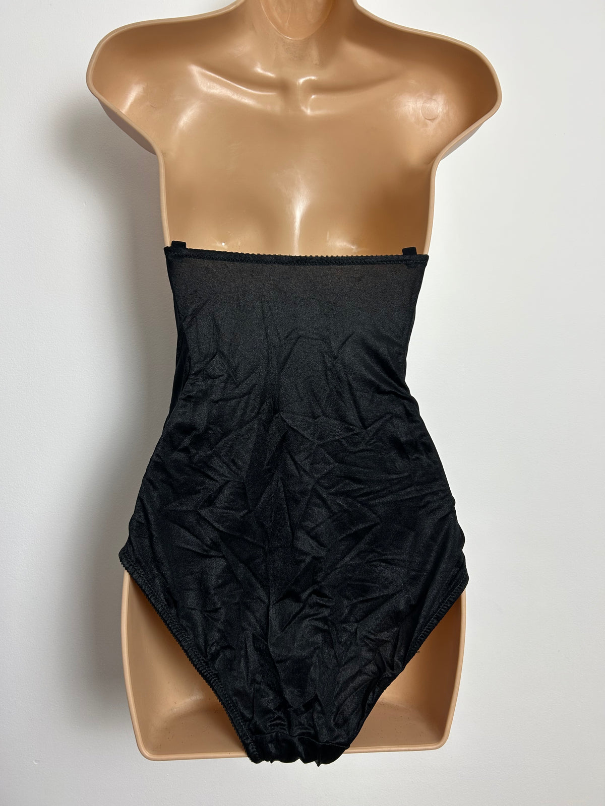 Vintage 34B Black Strapless Lace Underwired Boned Bodysuit Bodystocking