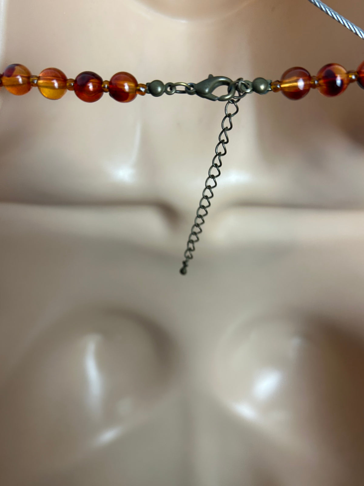 Vintage 1980s Leopard Print Tortoiseshell Style Chunky Beaded Choker Style Necklace