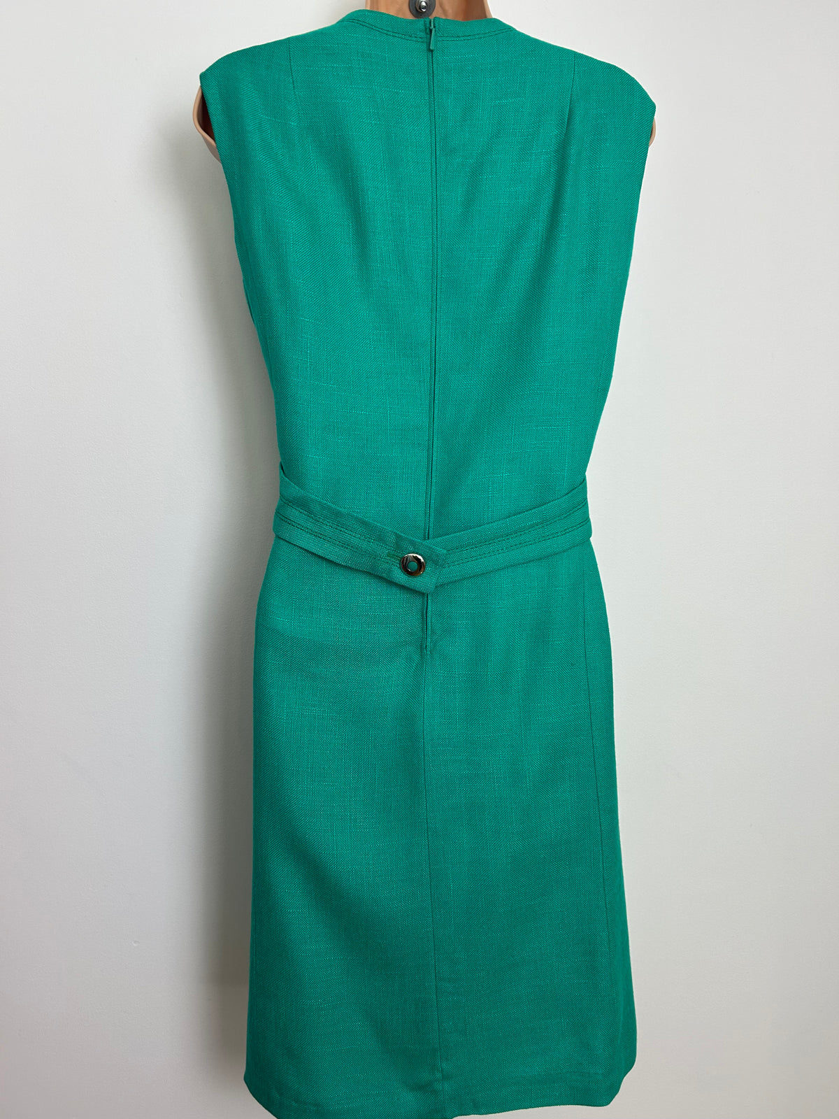 Vintage 1960s RALPH DRESS Size 12 Jade Green Half Belted Mod Shift Dress