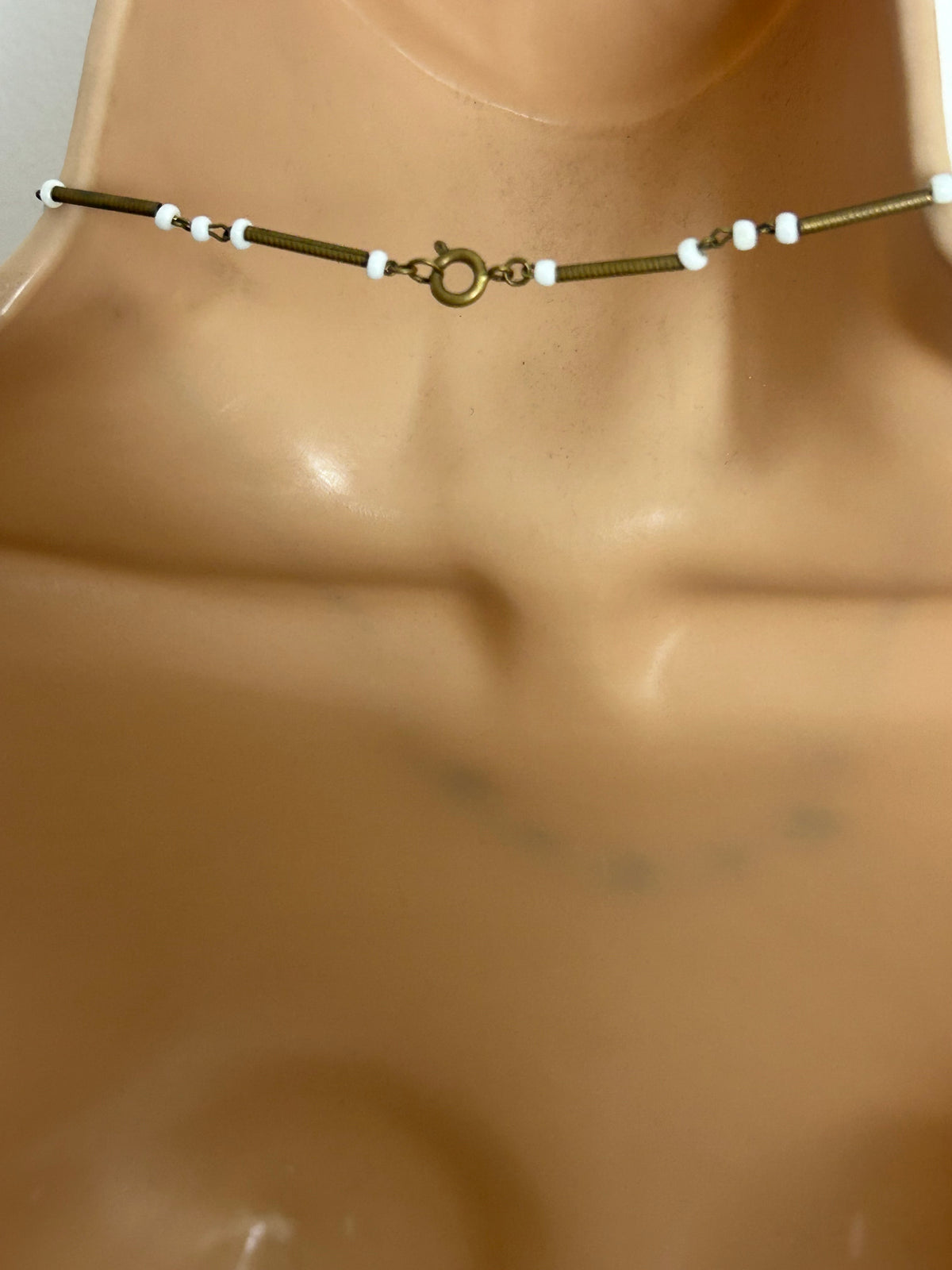 Vintage 1930’s Pretty White Czech Milk & Colour Glass Flower Necklace