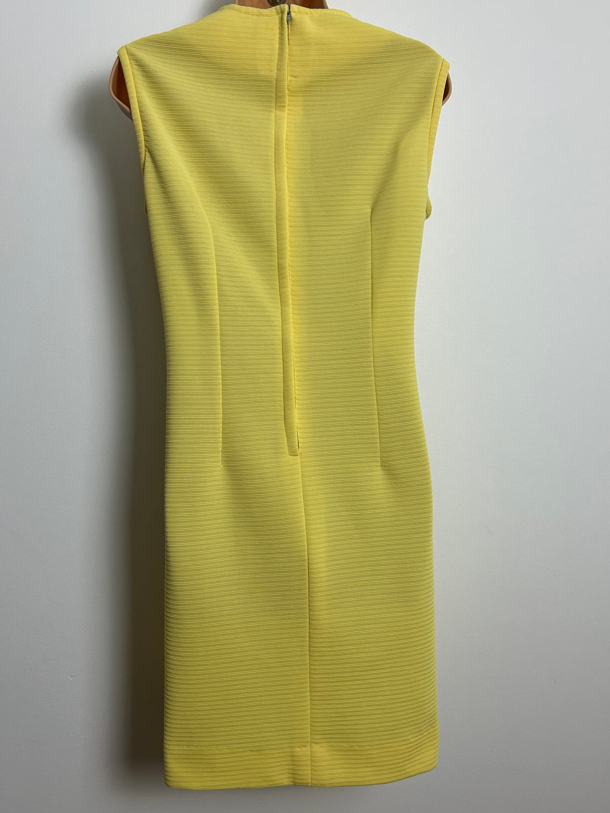 Vintage 1960s Size 12 Lemon Crimplene Mod Shift Dress