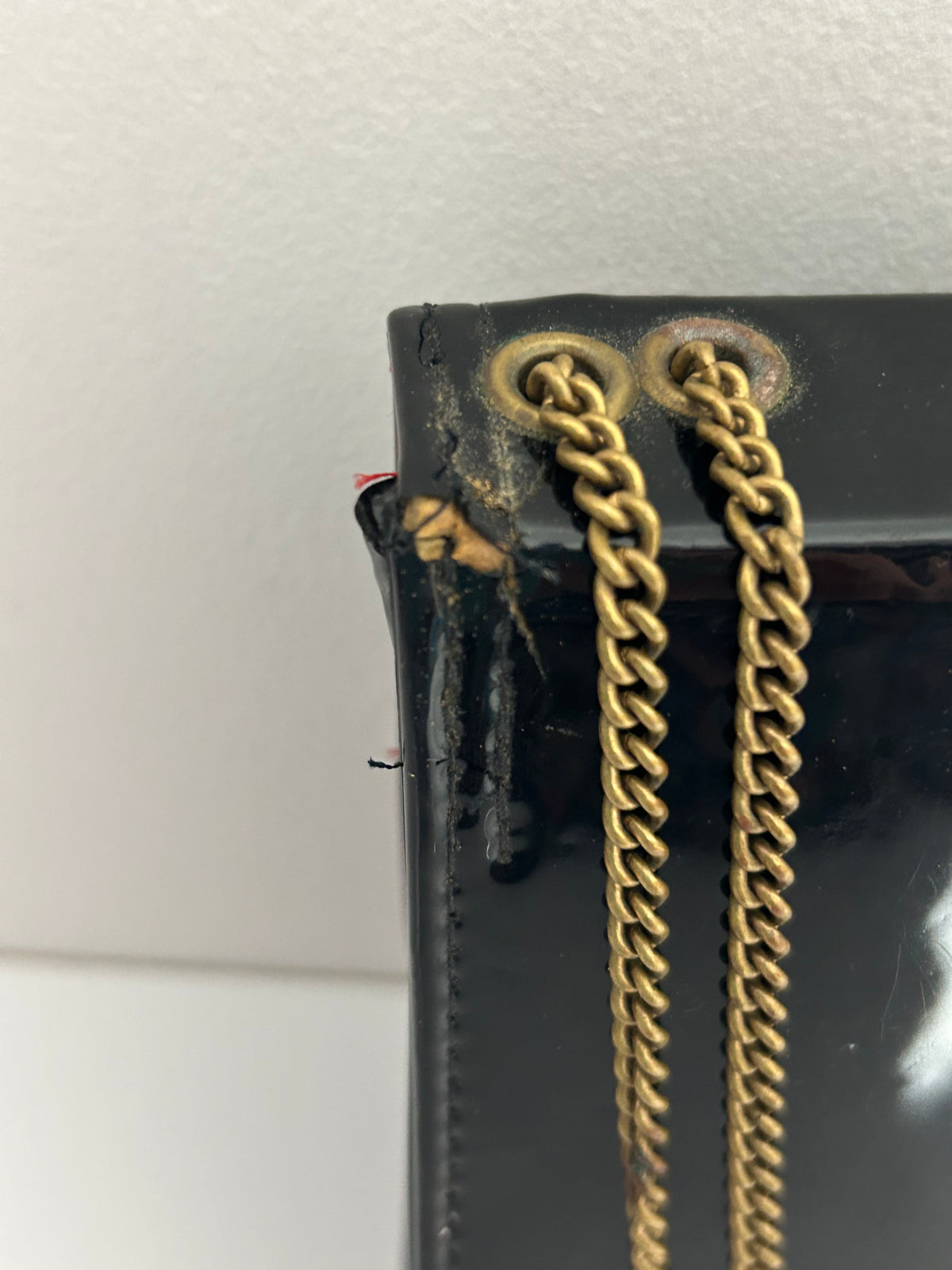 Vintage 1960s Black Patent Small Square Bag With Adjustable Chain Strap