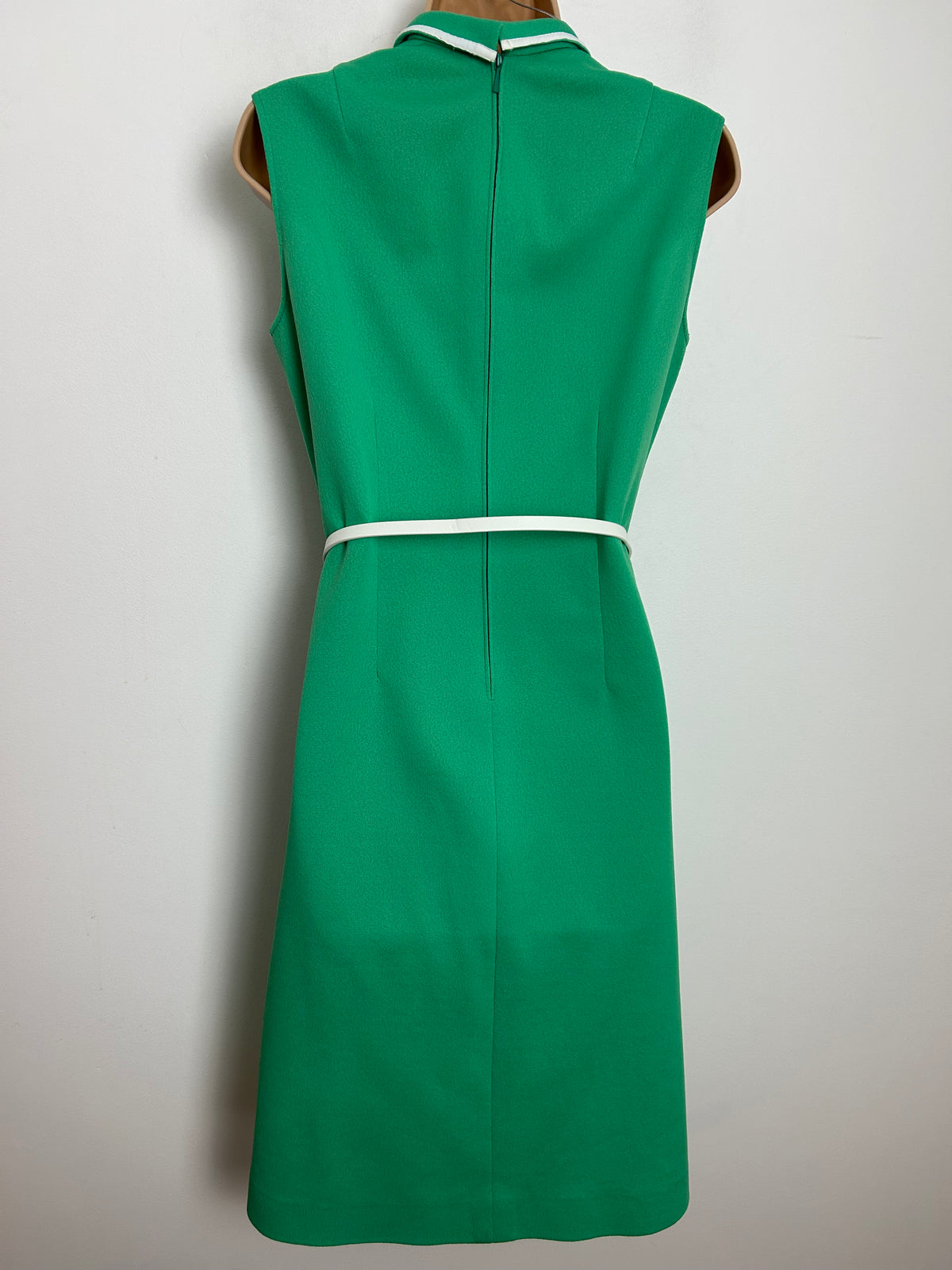 Vintage 1970s Size 12 Cute Green Sleeveless Belted Mod Day Dress