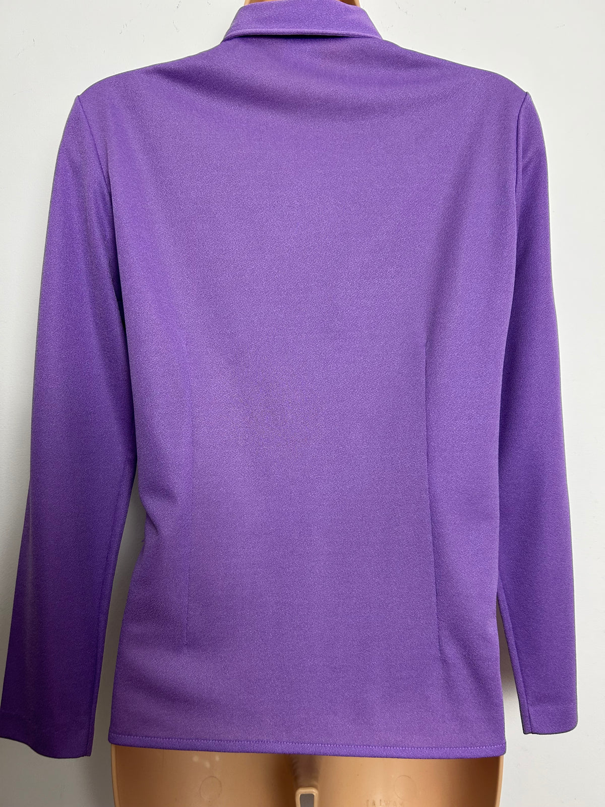 Vintage 1970s ST MICHAEL Size 10-12 Lilac Zip Front Long Sleeve Shirt