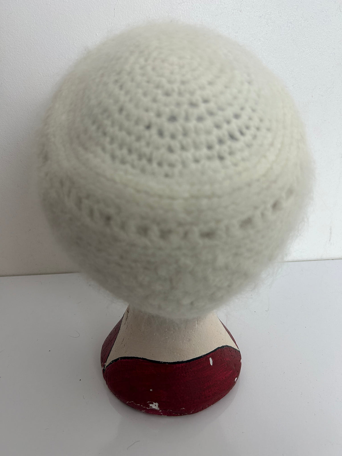 Vintage Winter White Angora & Wool Mix Beanie Winter Hat