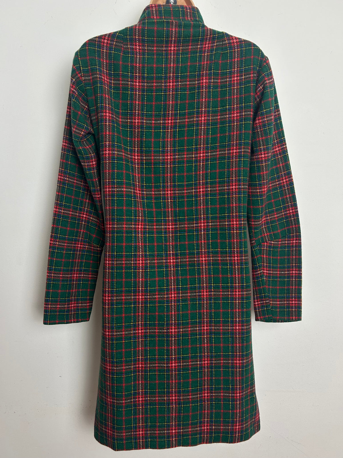 Vintage 1960s Size 10 Green & Red Tartan Check Wool Mod Shift Dress