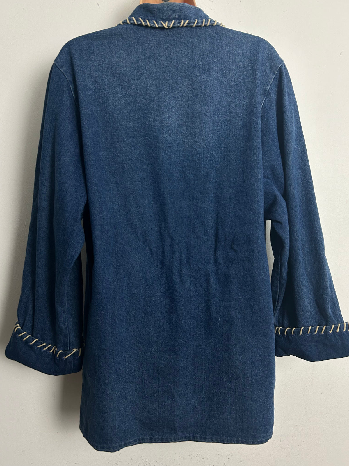 Vintage 1980s CAMBRIDGE DRY GOODS Size M (12-14) Denim Blazer With String Trim Detail