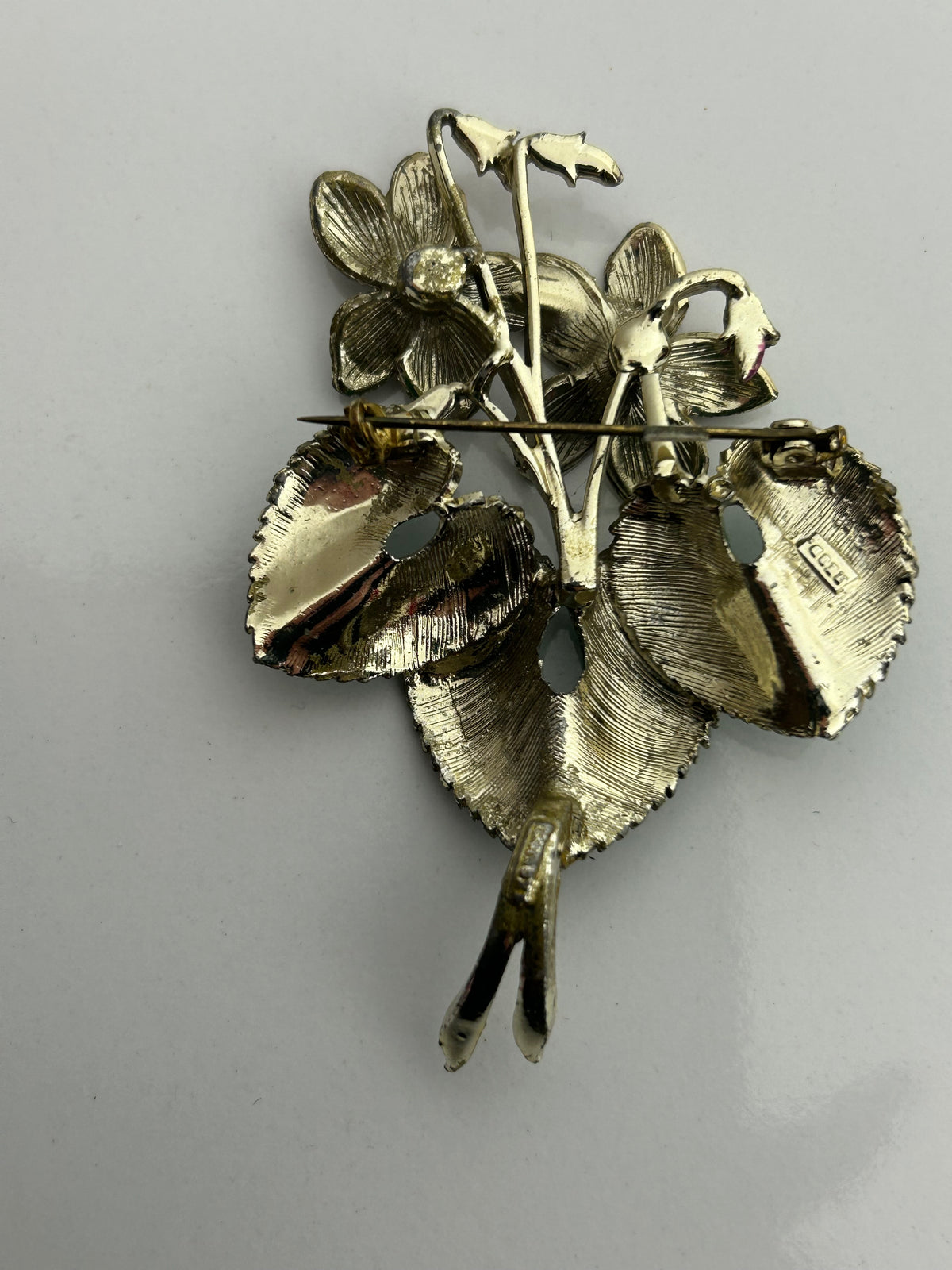 Vintage 1950s EXQUISITE Floral RARE Violet Birthday Series "March" Pin Brooch
