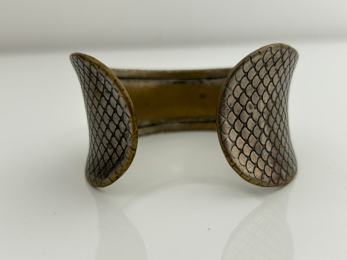 Vintage Mixed Metal Scale Effect Cuffed Bangle