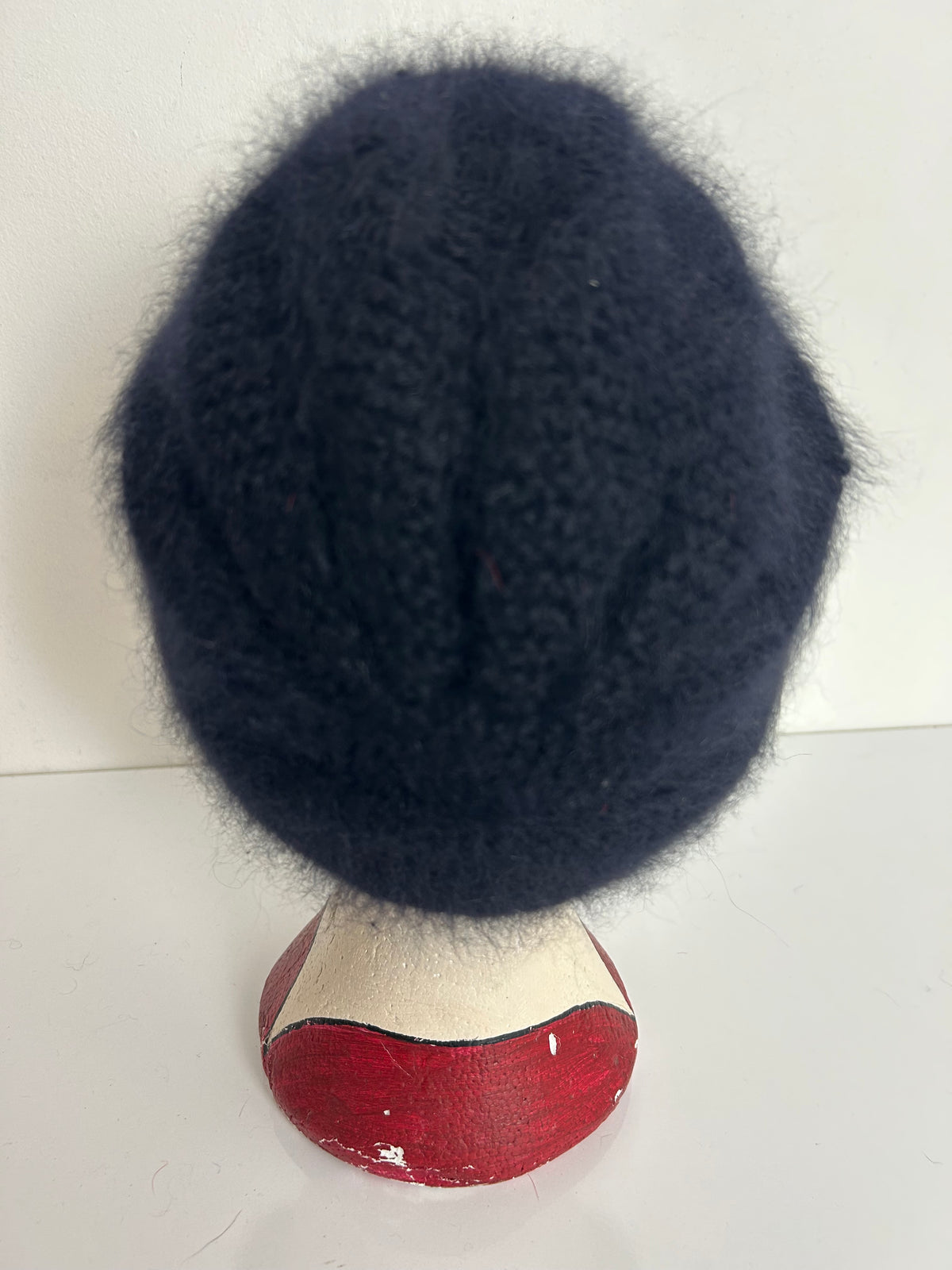 Vintage THELEN Black Wool & Angora Mix Turban Style Beanie Hat