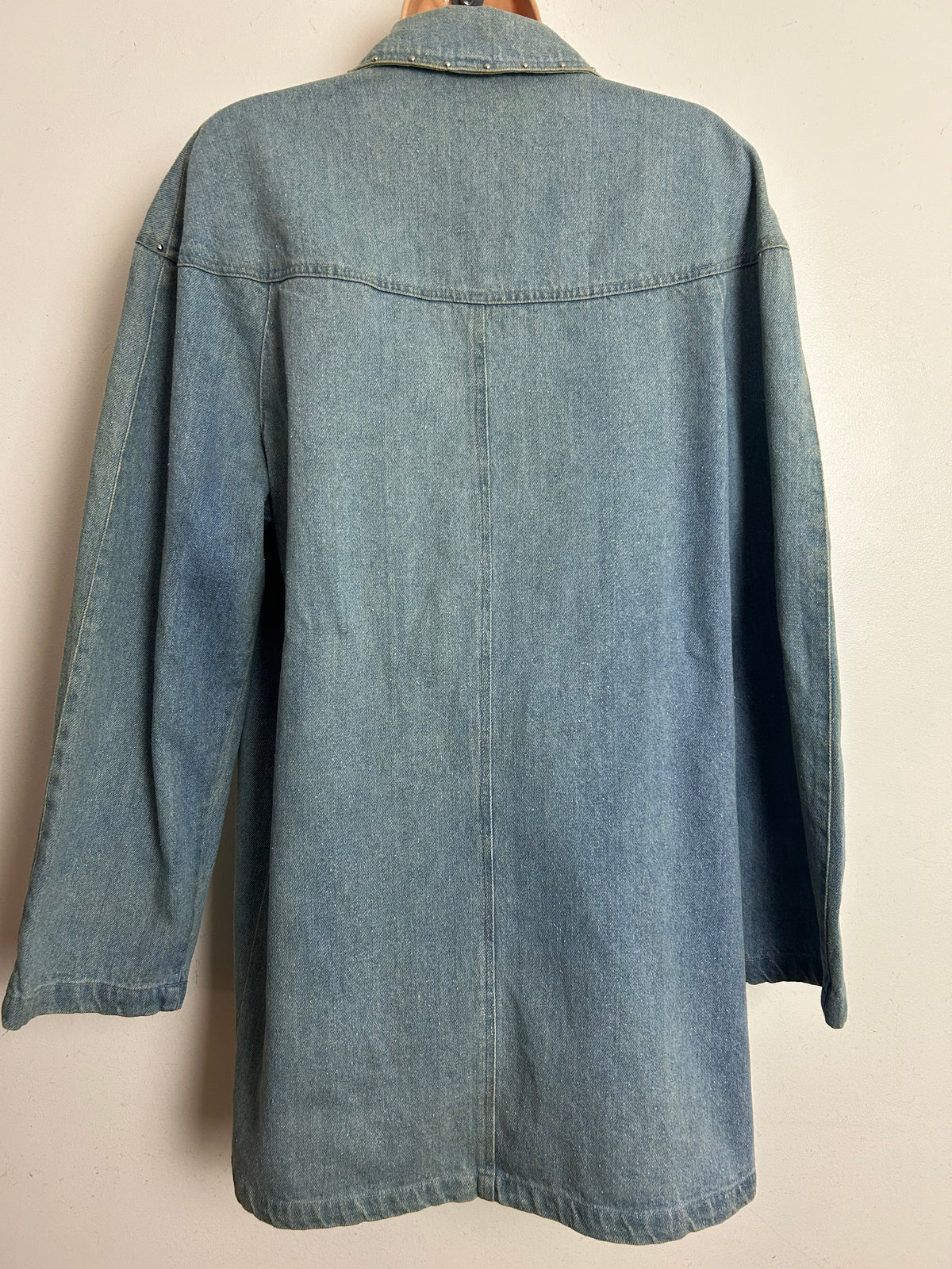 Vintage 1980s JENJEN BY DARIAN Size M (12-14) Stonewash Embroidered Jewel & Sequin Blazer Style Denim Jacket