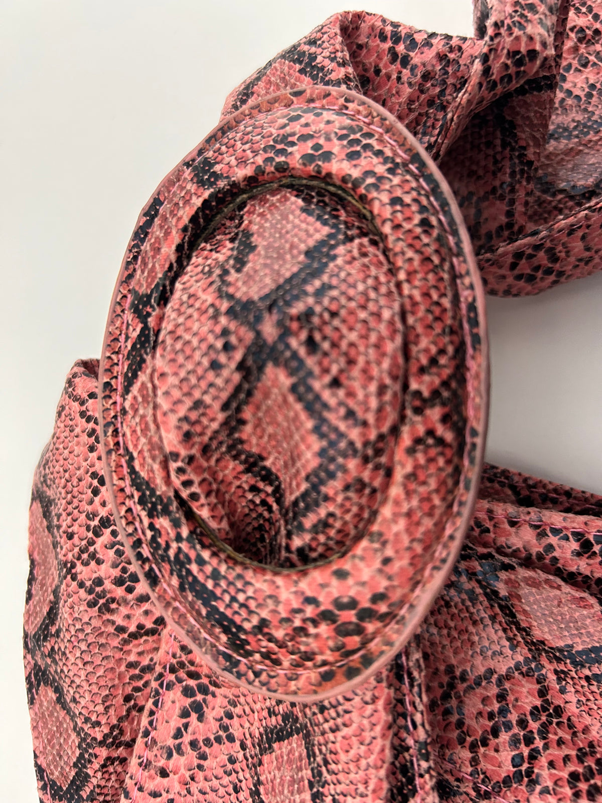 Vintage 1980s Fab Pink Python Snake Print Leather Cinch Belt