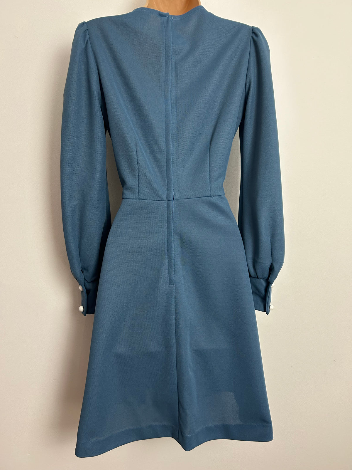 Vintage 1970s DEVONSHIRE LADY Size 8 Powder Blue Long Sleeve Day Dress
