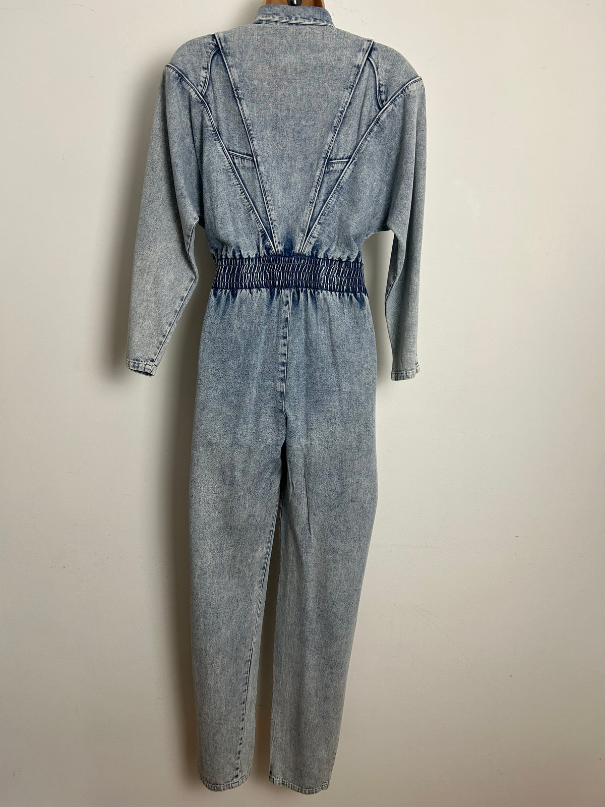 Vintage 1980s AVON FASHIONS Size 8-10 Acid Wash Denim & Snake Print Panels Tapered Leg Jumpsuit