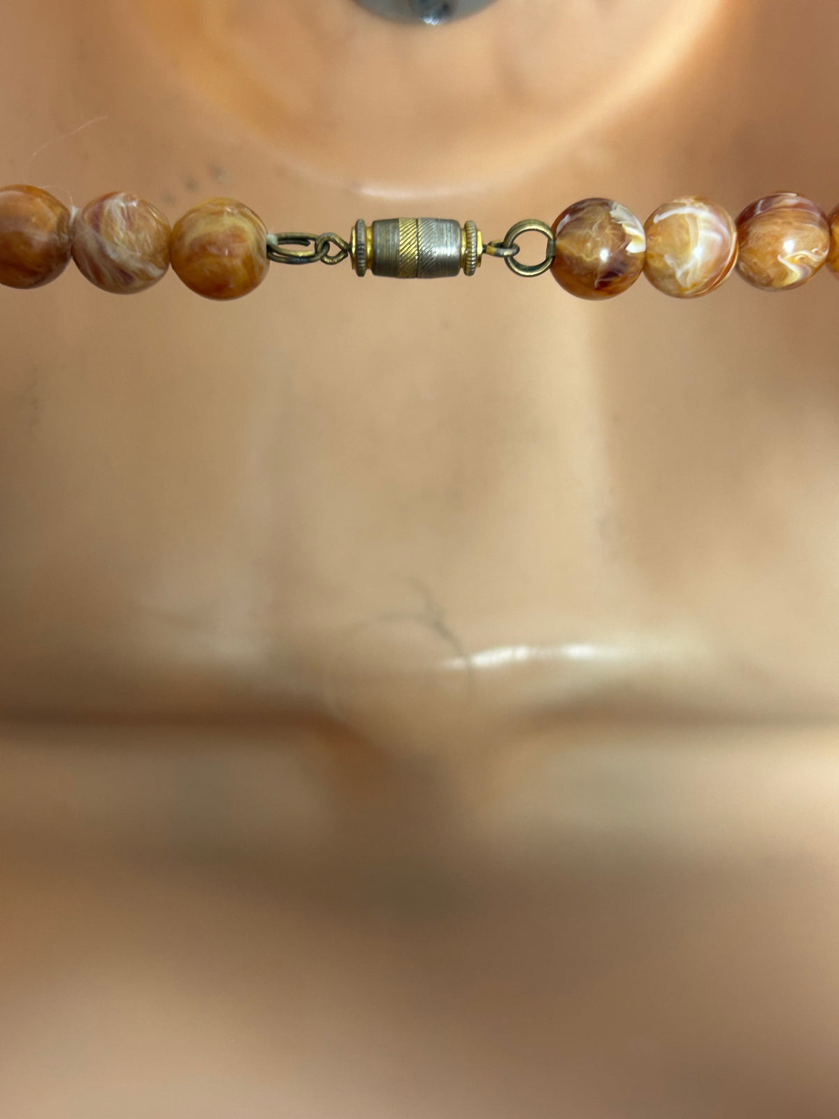 Vintage 1960s Very Chunky Marble Effect Large Bead Choker Necklace