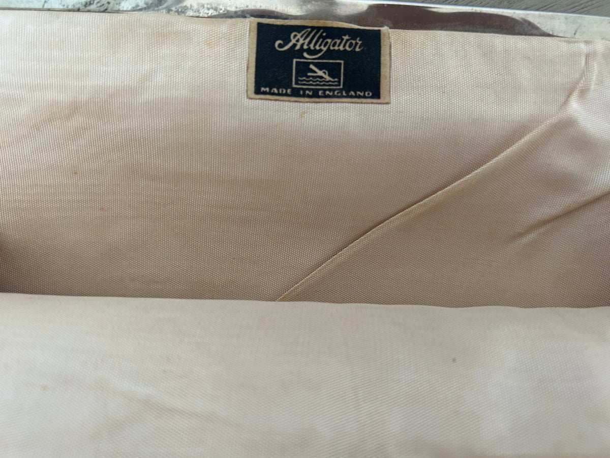 Vintage 1960s Small Cream Leather Clutch Bag By Alligator