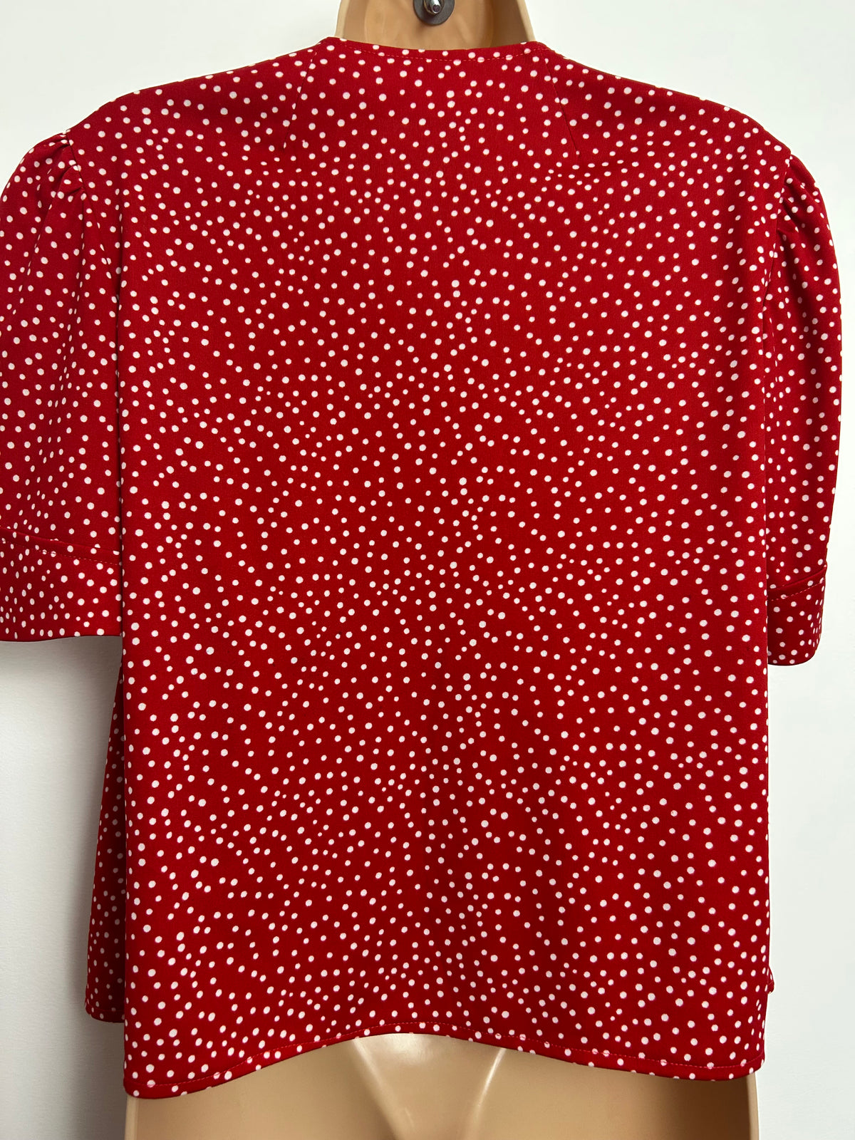 Vintage 1980s Up To Size 12-14 Red & White Polka Dot Open Fronted Cover Up
