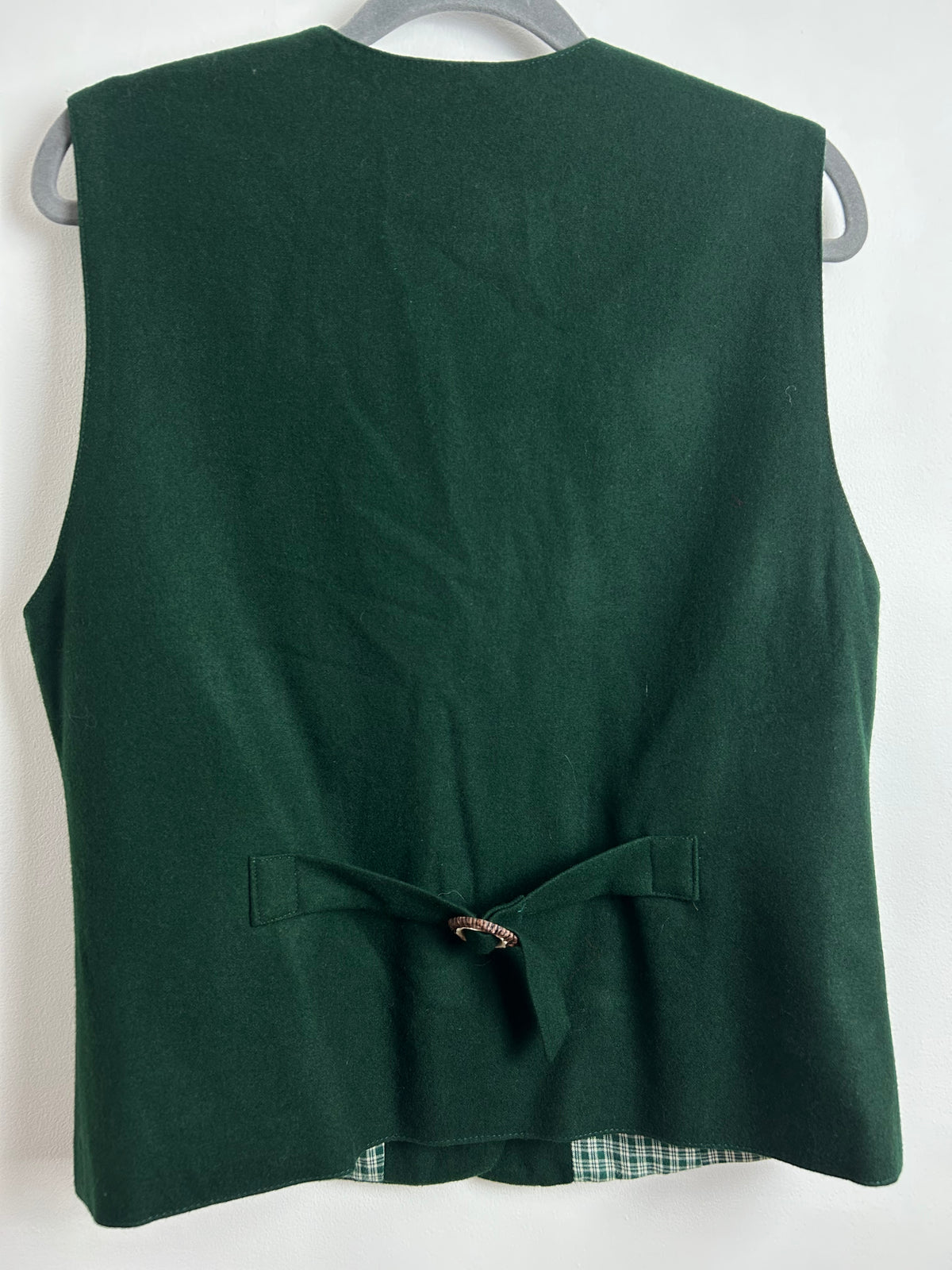 Vintage HAMMERSCHMID Size 10 Wool Mix Dark Green & Red Embroidered Heart Applique Detail Austrian Tyrol Waistcoat