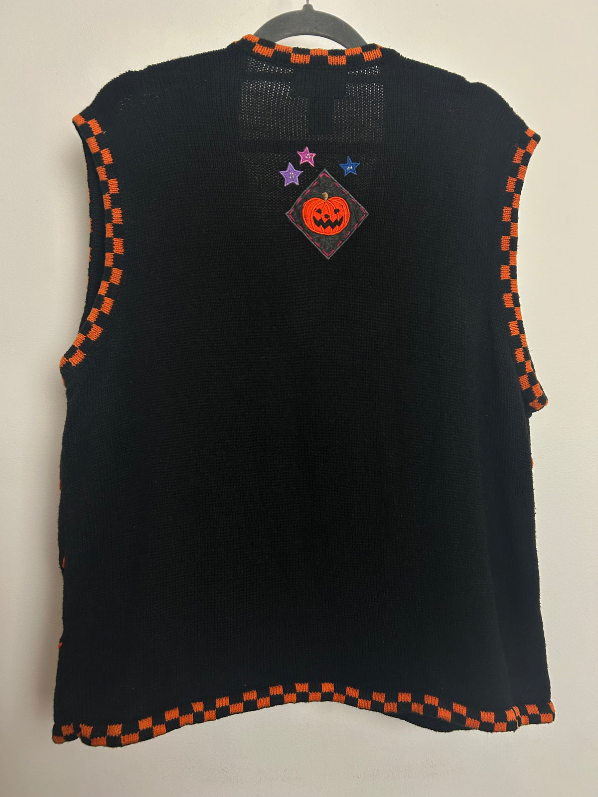 Vintage Size XL (16-18) Fab Halloween Applique Beaded Embroidered Novelty Print Sweater Vest