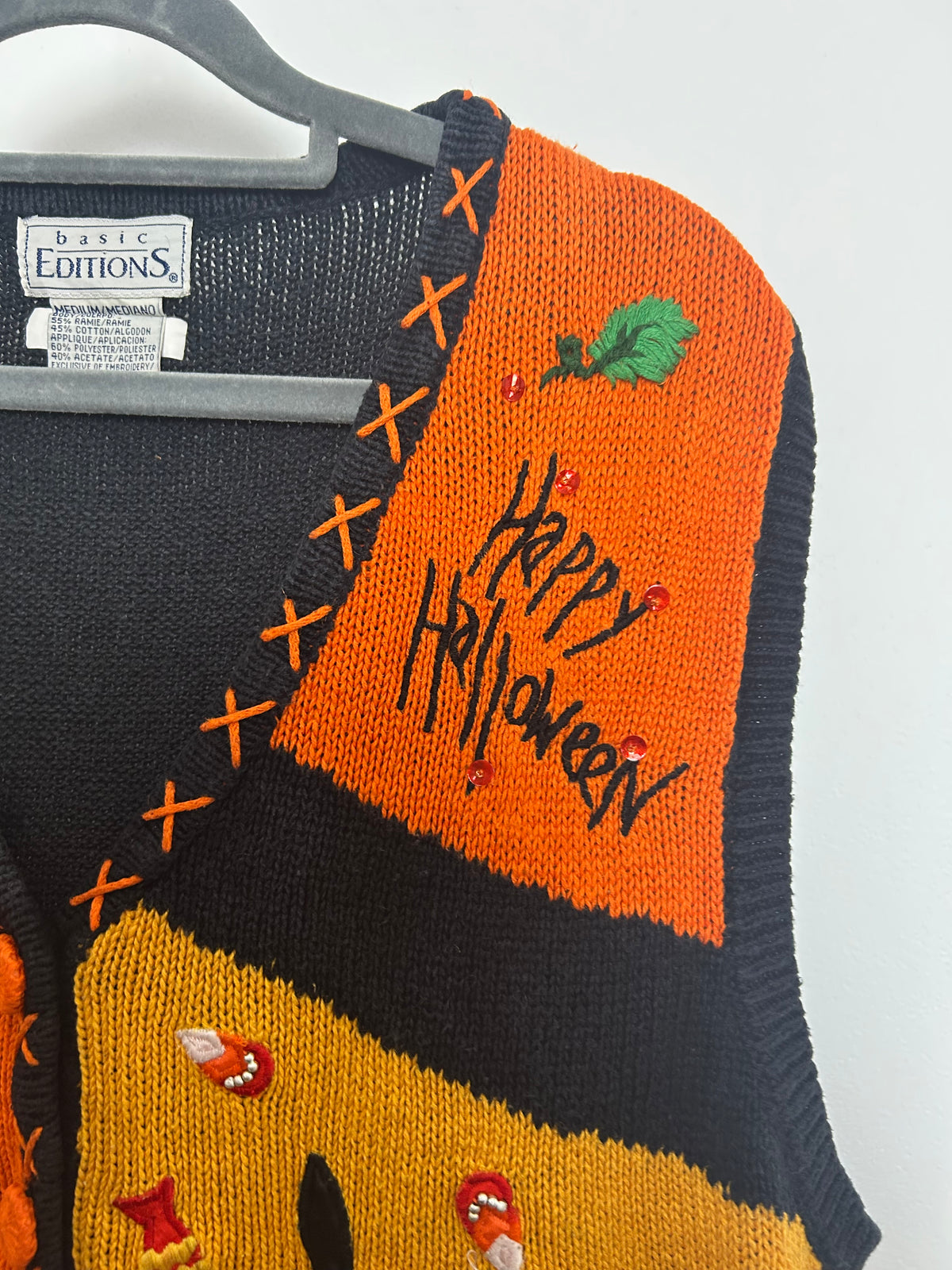 American Vintage Size M (12-14) Fab Halloween Applique Embroidered Novelty Print Sweater Vest