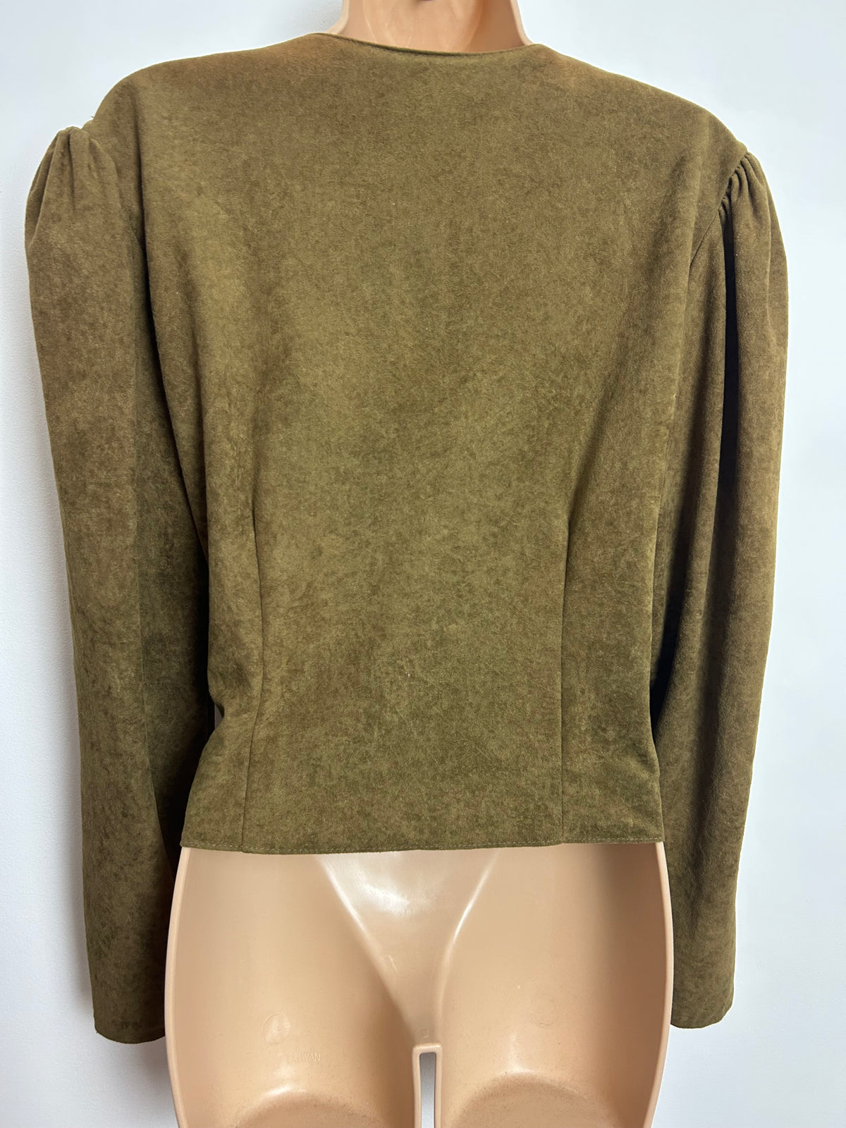 Vintage 1980s Size 14 Brown Double Breasted Moleskin Feel Blouse
