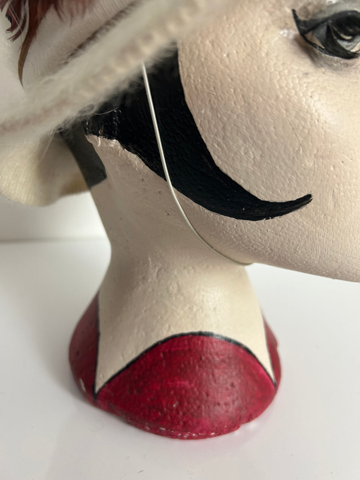 Vintage Cream Angora & Wool Mix Grosgrain Ribbon & Feather Detail Hat