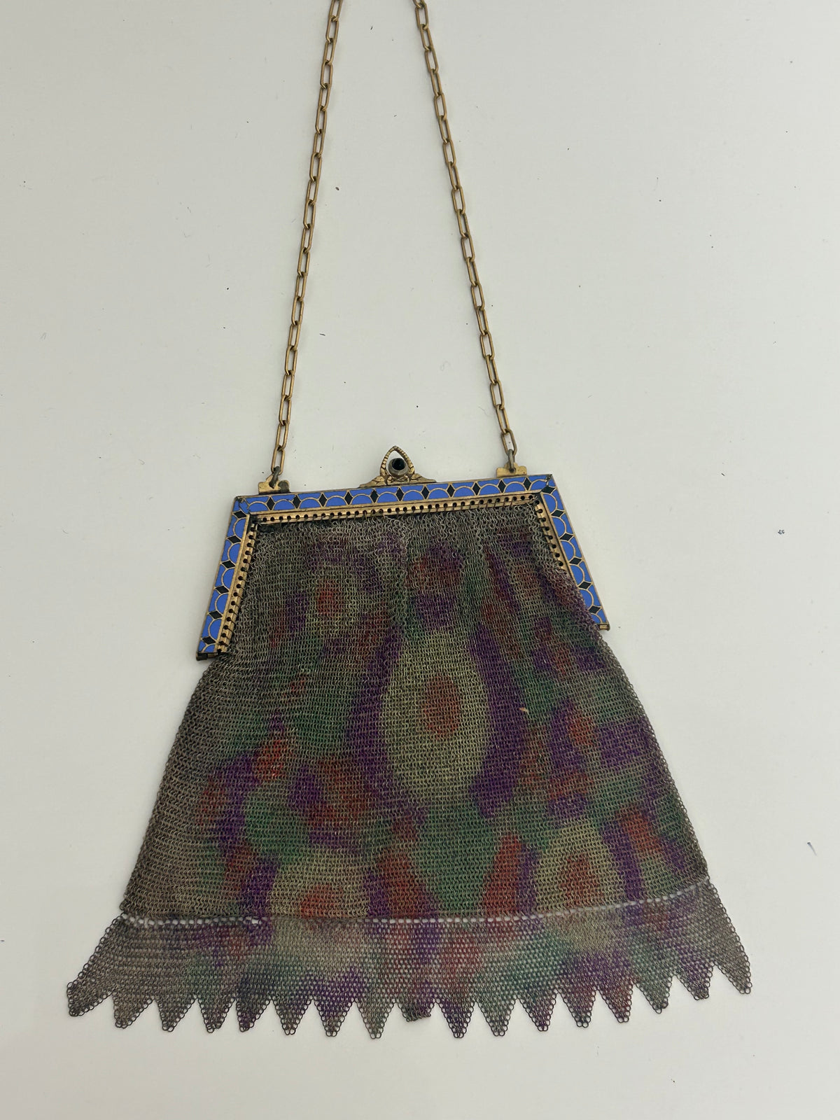 Vintage Antique 1920s Art Deco Small Fine Mesh Enamel Frame Handbag/Purse