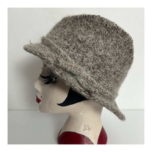 Vintage Light Brown Tweed Wool Mix Trilby Style Hat