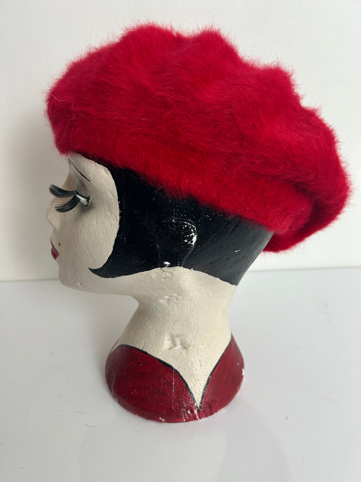 Vintage 1970s KANGOL Red Angora & Wool Beret Hat