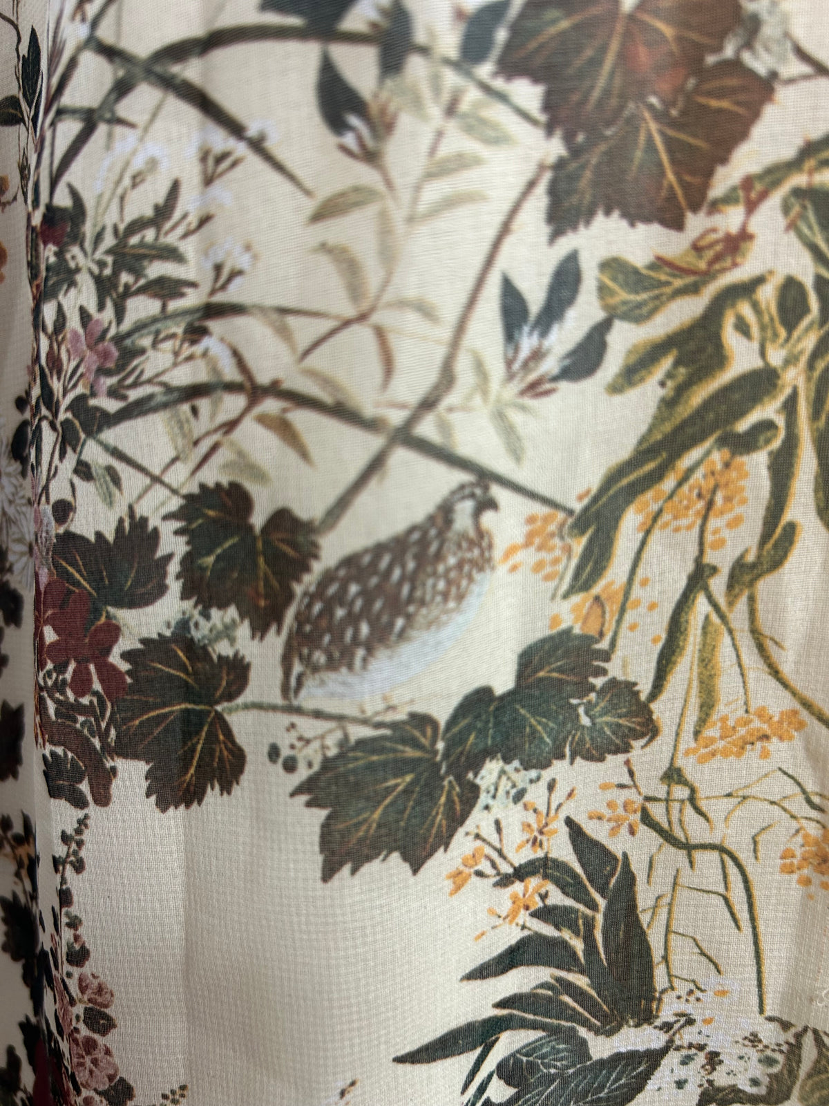 Vintage Early 1970s MARION DONALDSON Size 8 Cream Woodland Botanical Print Maxi Dress