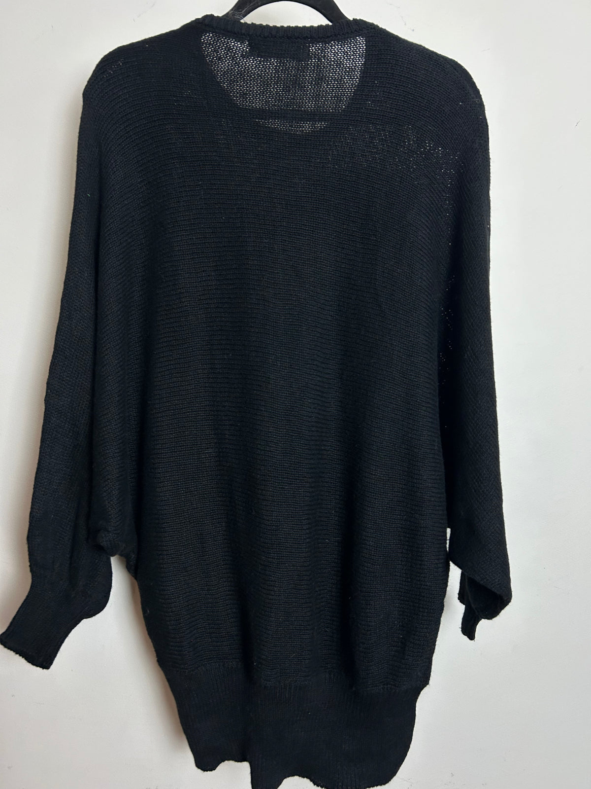 Vintage 1980s BONNIE BOERER PRET Size L (Up To 14/16) Black Large Applique Puma Bat Wing Jumper