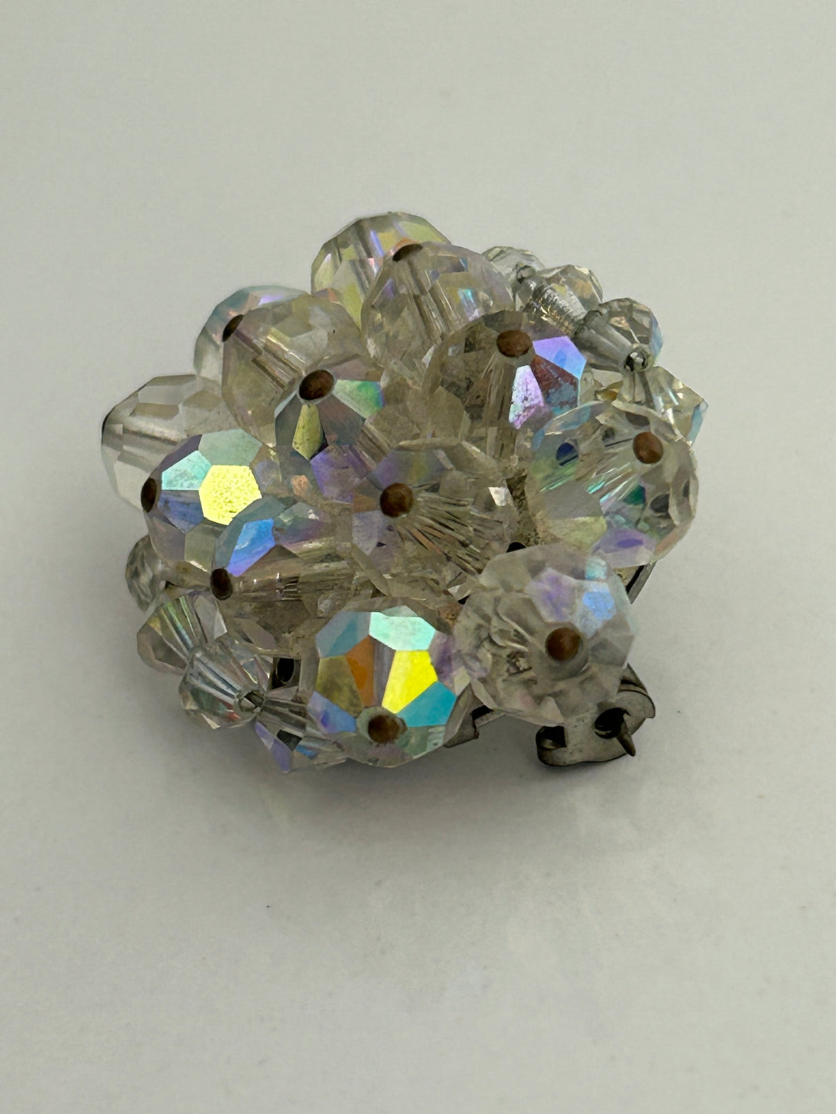 Vintage 1950s Multi Faceted Aurora Borealis Glass Stone Bracelet