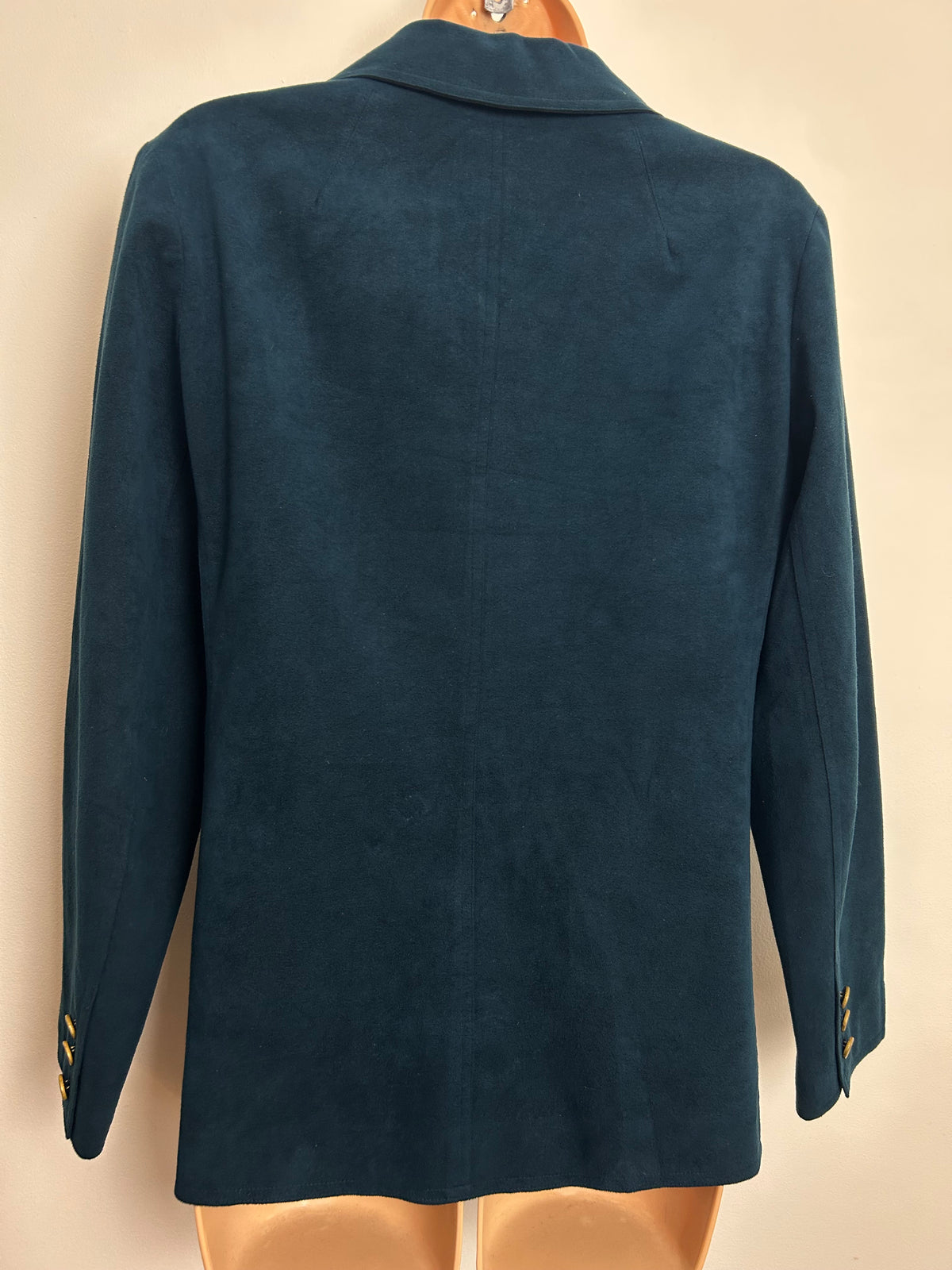 Vintage 1980s Size 10-12 Navy Blue Moleskin Classic Blazer With Gold Buttons