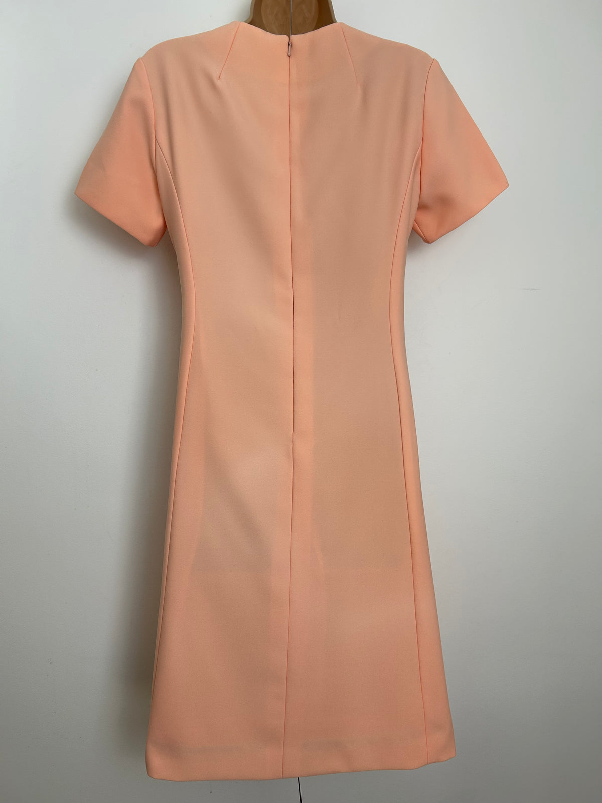 Vintage 1960s PEGGY FRENCH COUTURE Size 10 Peach Pintuck Pleat Detail Mod Dress & Matching Jacket