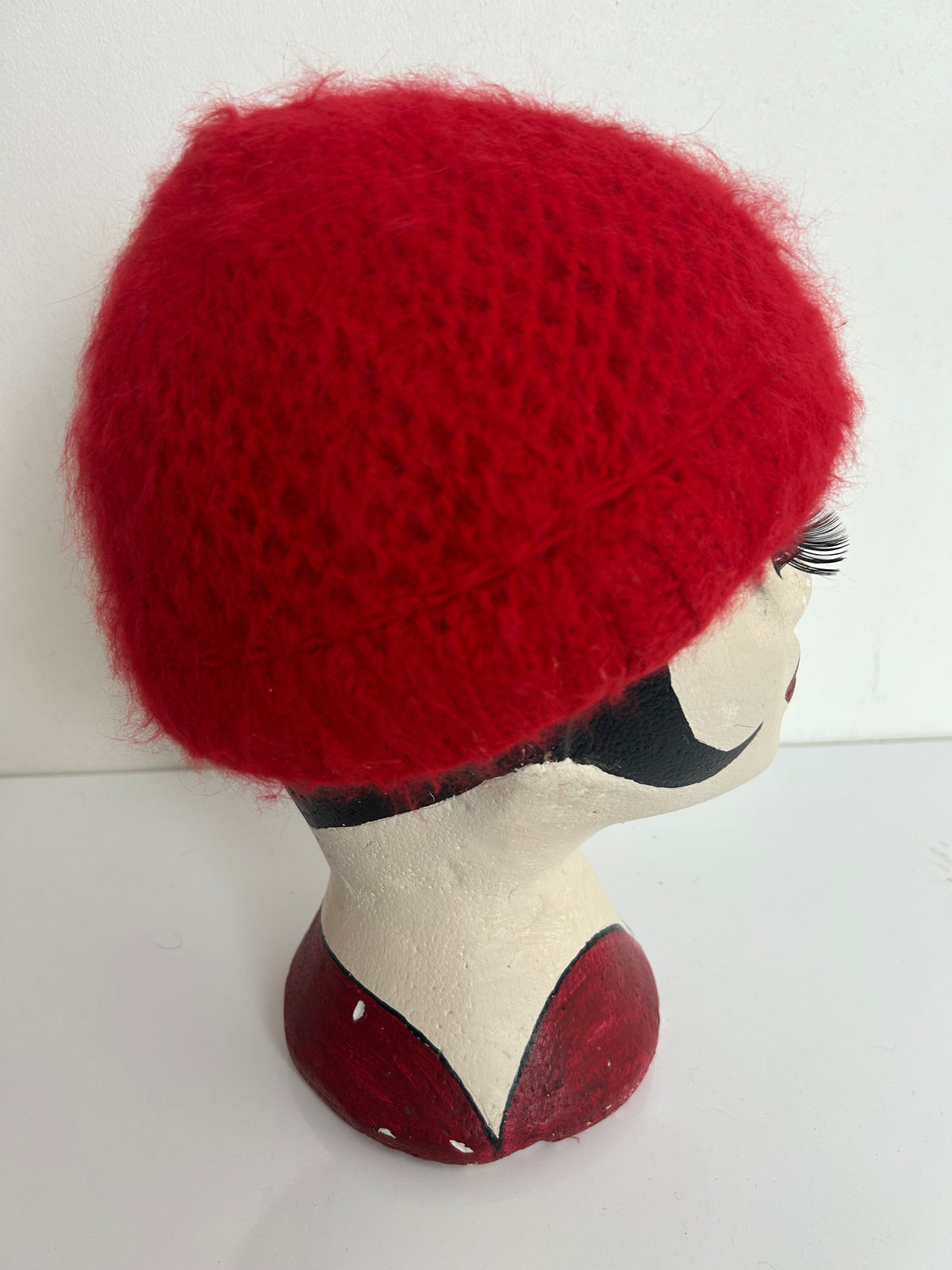 Vintage Red Super Soft Angora Mix Beanie Style Winter Hat