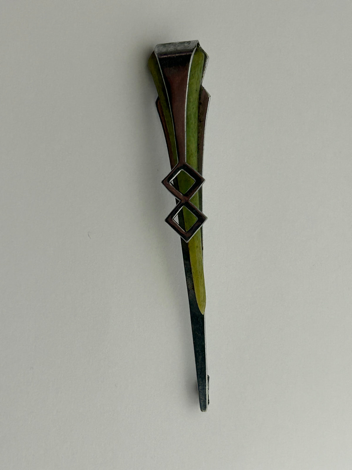 Vintage 1960s Large Silver Tone Base Metal Shawl Or Kilt Pin