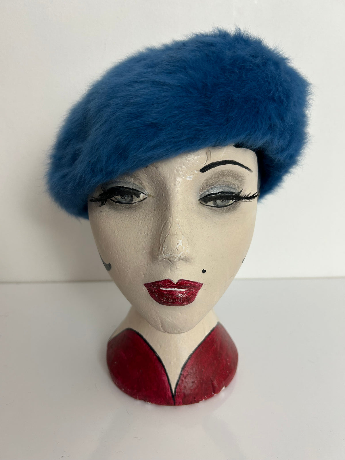 Vintage 1970s KANGOL Dark Dusky Blue Angora Mix Beret