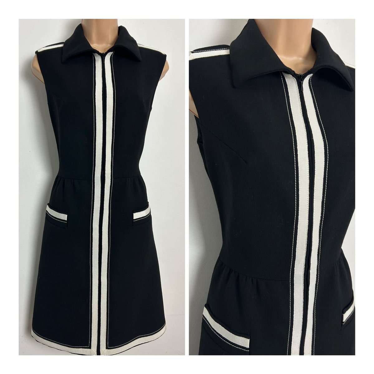 Vintage 1960s DIETER GERHARD Size 10 Fab Black & White Stripe Mod Dress