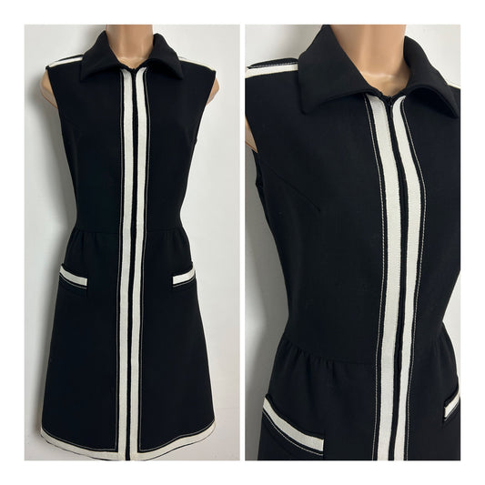 Vintage 1960s DIETER GERHARD Size 10 Fab Black & White Stripe Mod Dress