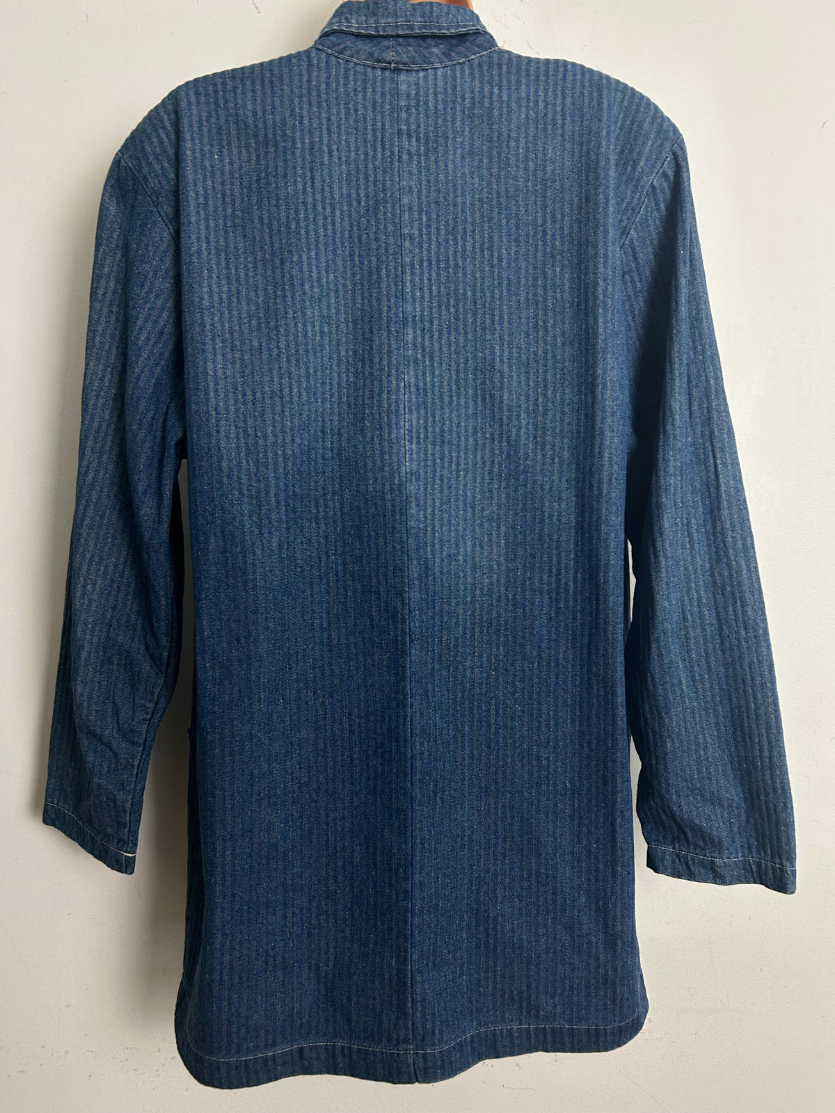 Vintage 1980s PANAMA Size 14 Pinstripe Stud & Jewel Embellished Cotton Blazer Style Denim Jacket