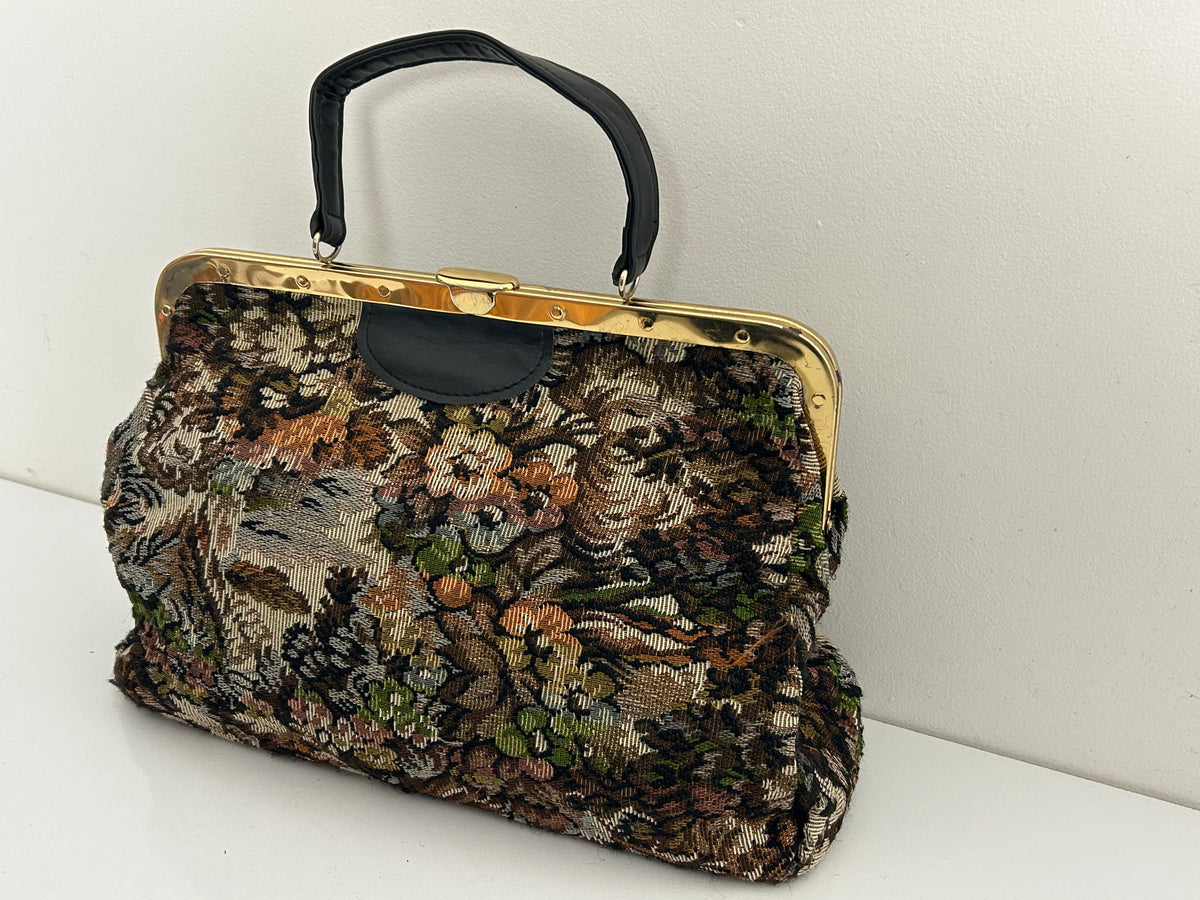 Vintage 1970s Gorgeous Large Tapestry Carpet Style Handbag