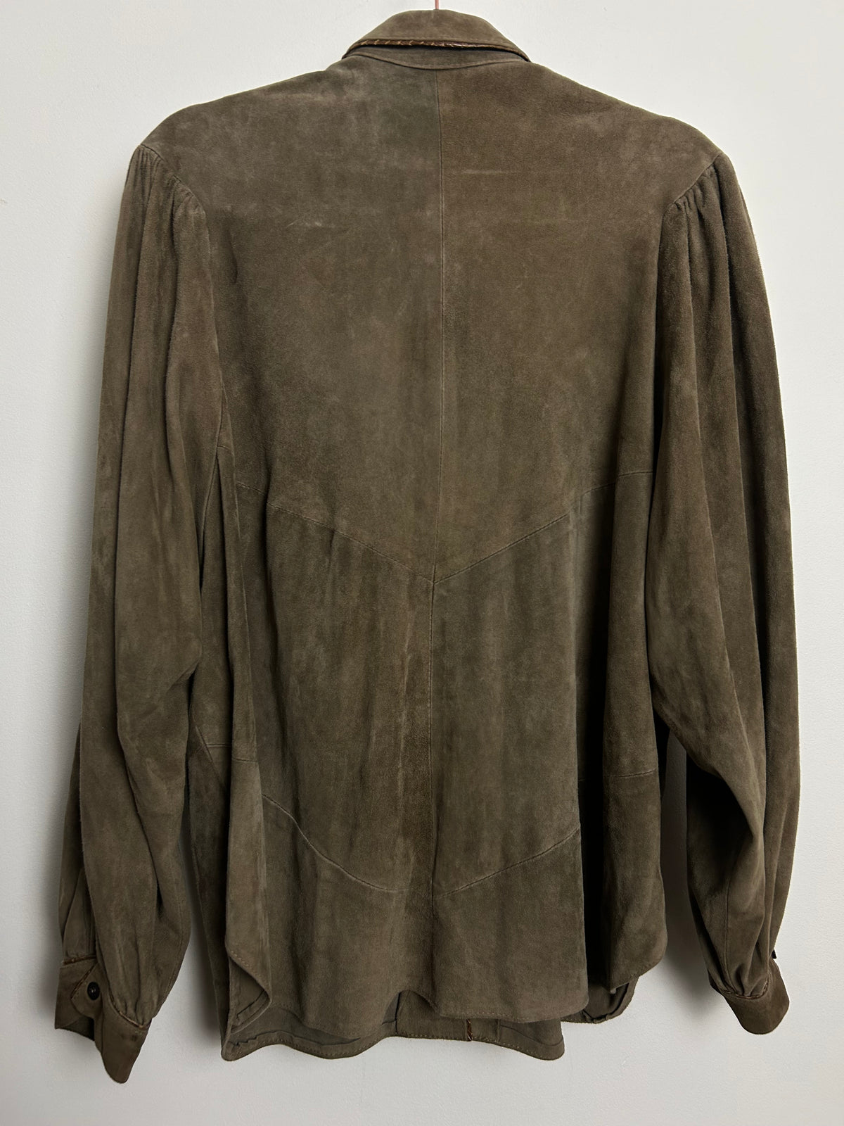 Vintage 1980s Size 14 Brown Real Suede Leather Trim Shacket Style Jacket