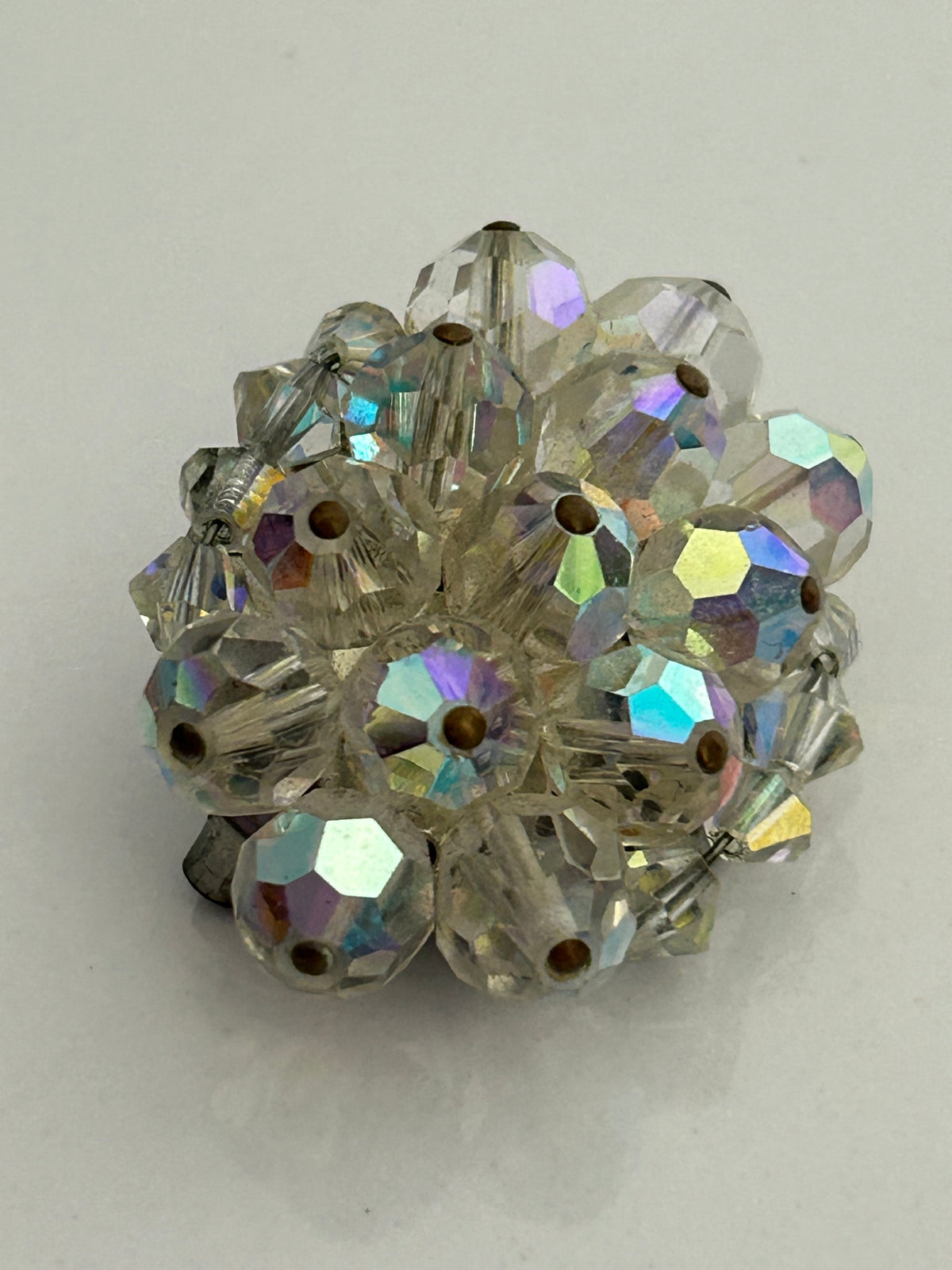 Vintage 1950s Multi Faceted Aurora Borealis Glass Stone Bracelet