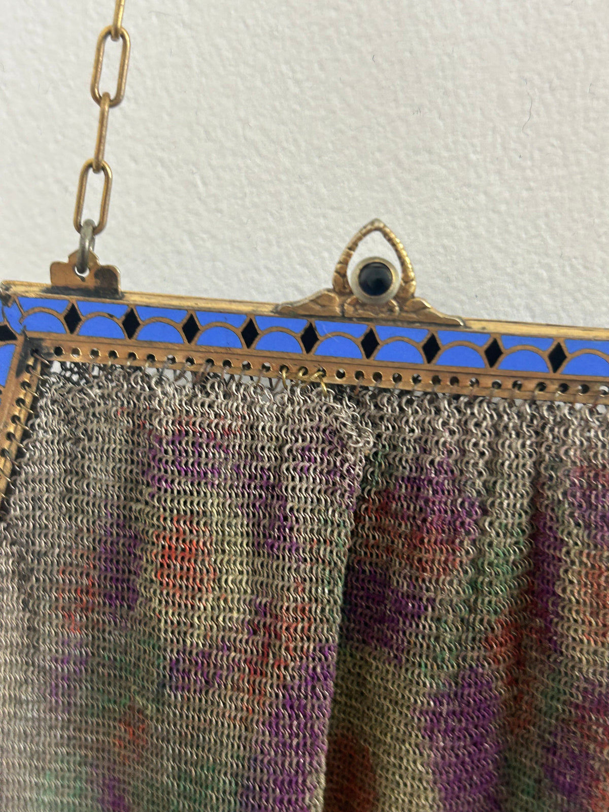 Vintage Antique 1920s Art Deco Small Fine Mesh Enamel Frame Handbag/Purse