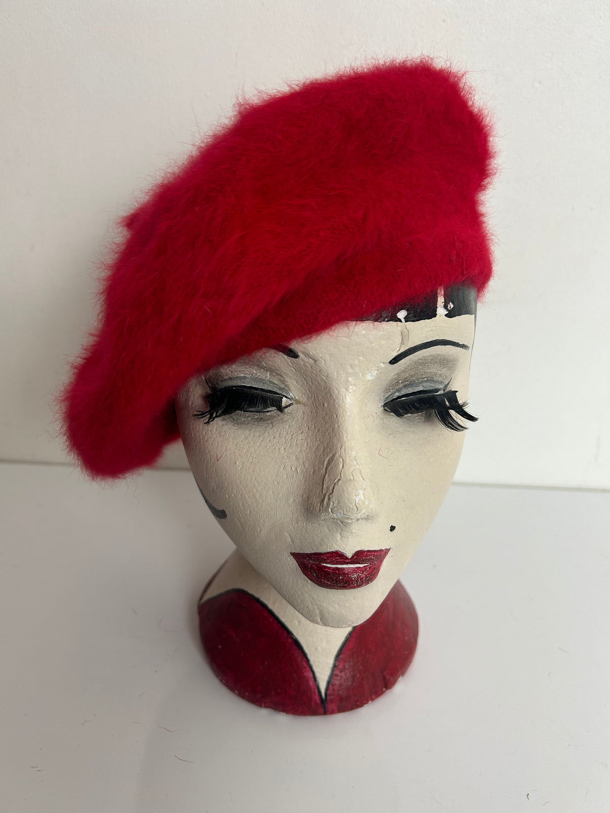 Vintage 1970s KANGOL Red Angora & Wool Beret Hat