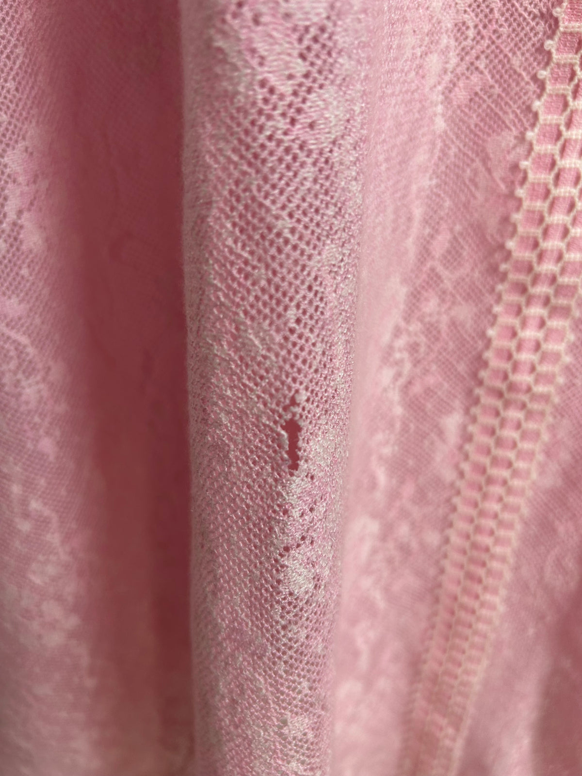 Vintage HANRO Size 16 Pink Lace Trim Midi Length House Nightie/Nightdress