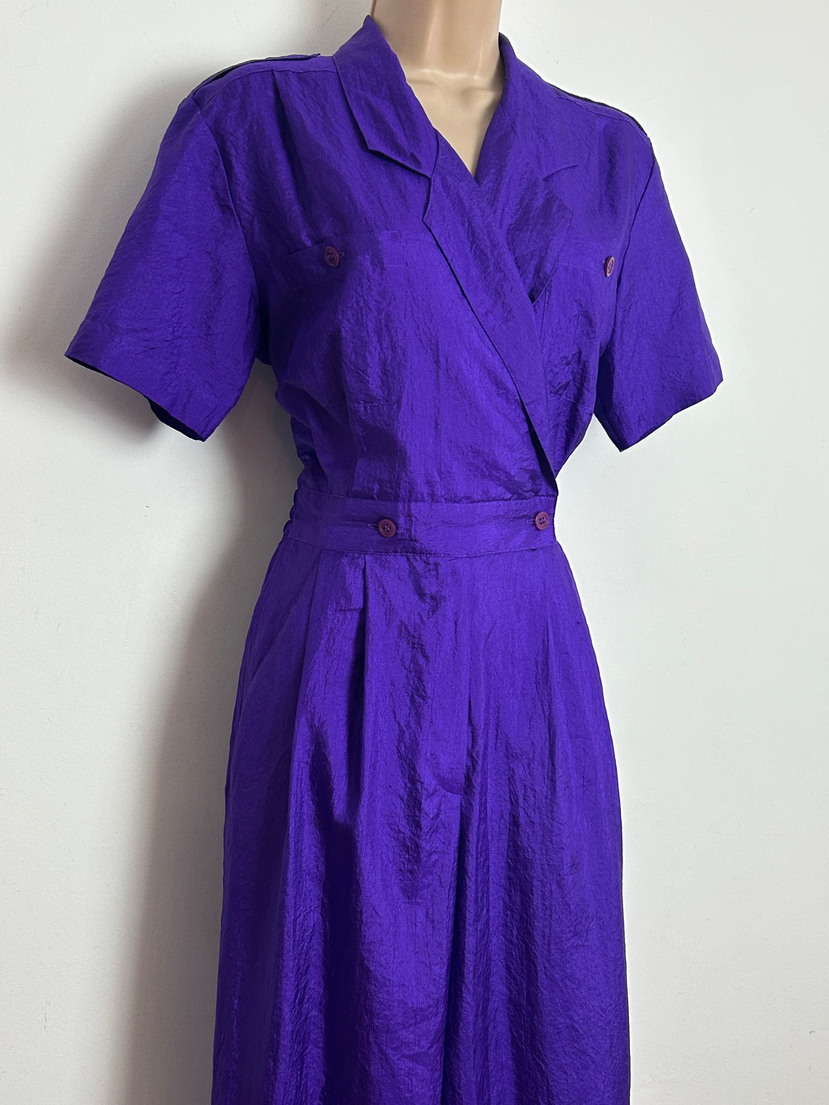 Vintage 1980s LAURA & JAYNE COLLECTION Size 10 Purple Short Sleeve Jumpsuit