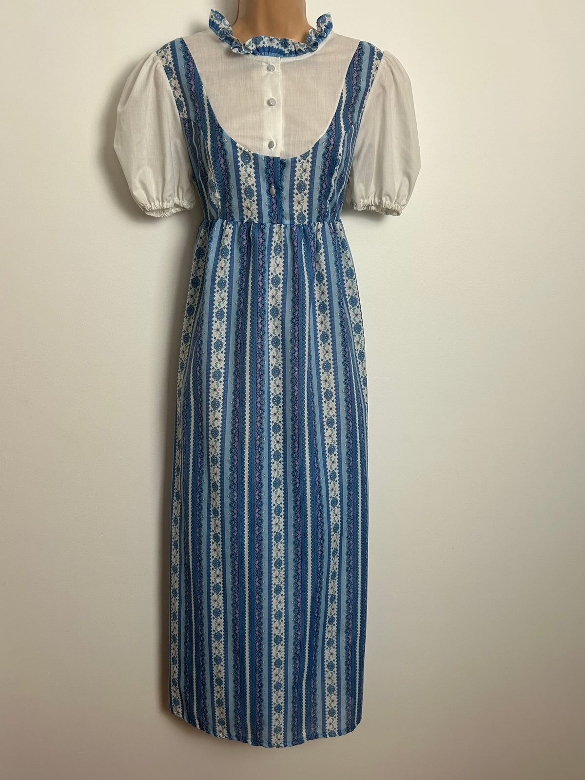 Vintage Early 1980s ST MICHAEL Size 14 Pale Pink Lace Trim Full Length Nylon Negligee Nightdress