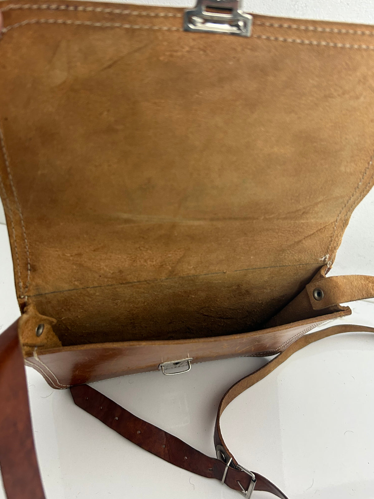 Vintage 1970s Small Tan Brown Mini Satchel Cross Body Bag