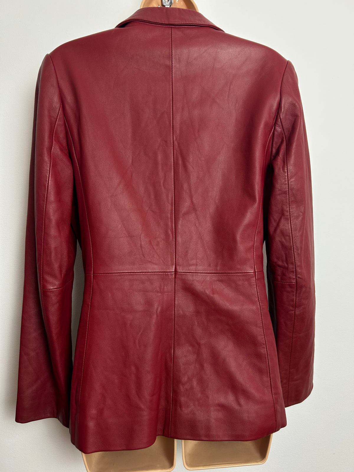 Vintage 1990s DESA Size 10 Cherry Red Buttery Soft Leather Blazer Style Jacket